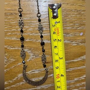 New Elegant Black Beaded Moon Necklace